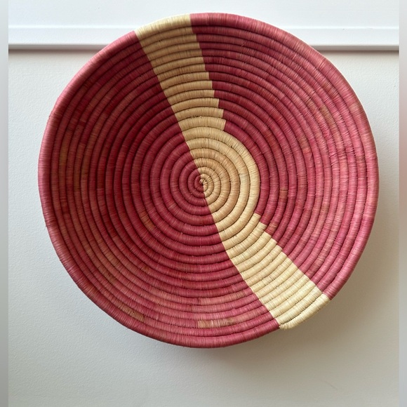 Pink/ Cream Woven Bowl - Picture 3 of 3